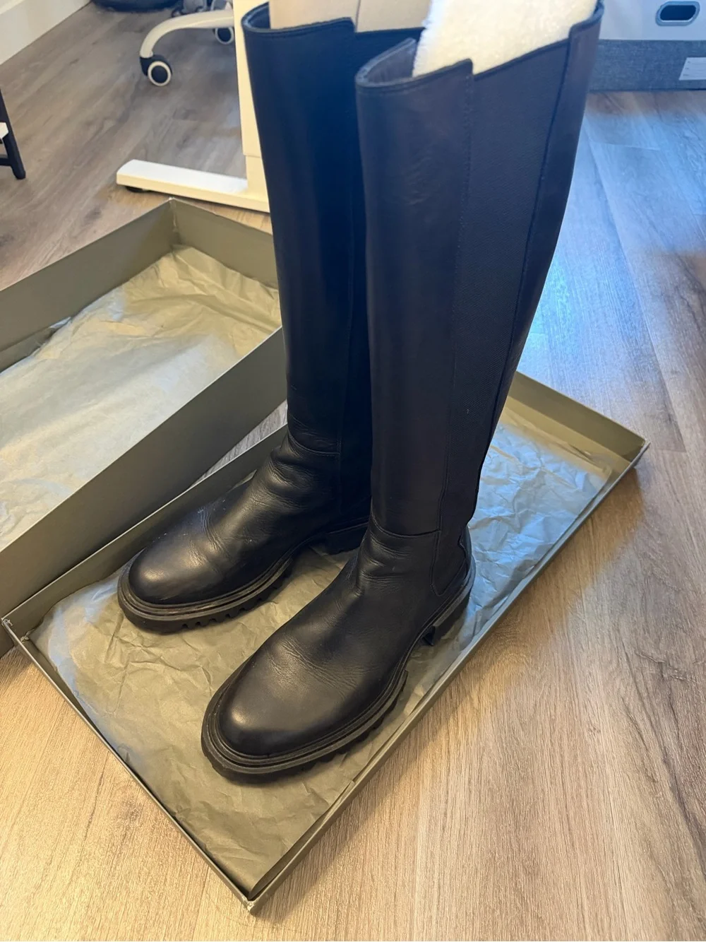 All Saints Maeve Leather Knee High Boots - Black - US11